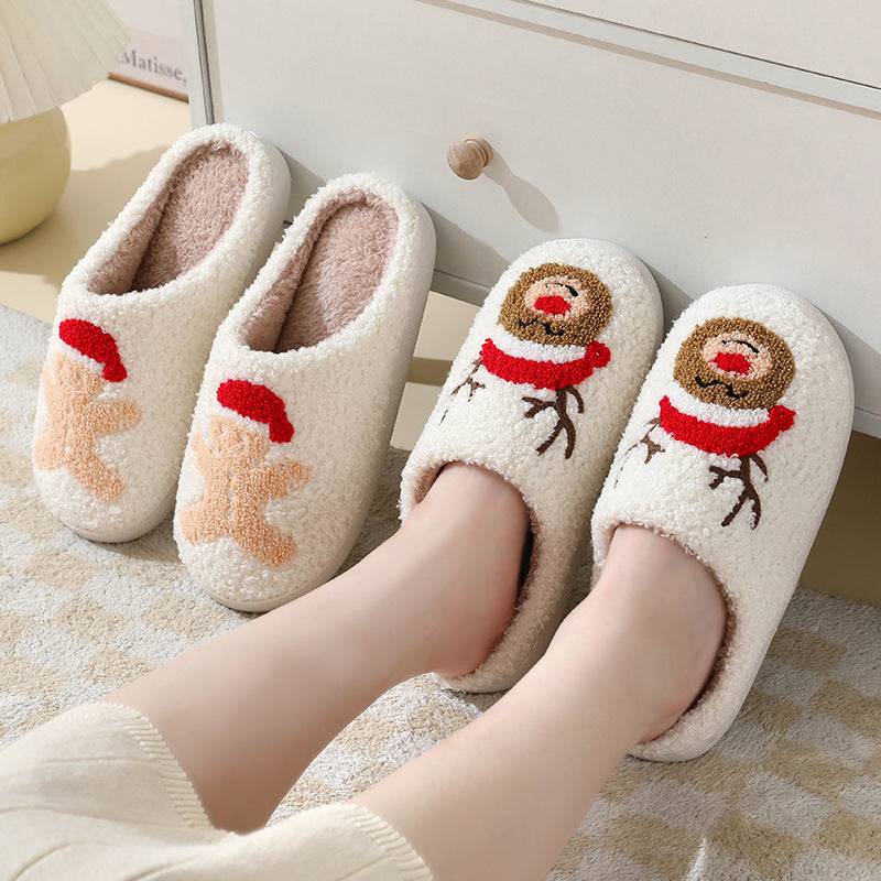 Christmas Home Slippers Cute Cartoon Santa Claus Cotton Slippers For Women And Men Couples Winter Warm Furry Shoes Christmas Home Slippers Cute Cartoon Santa Claus Cotton Slippers For Women And Men Couples Winter Warm Furry Shoes
